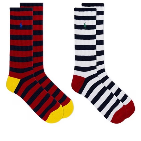 Polo Ralph Lauren Novelty-Stripe Crew Dress Socks 2-Pack - Picture 1 of 6